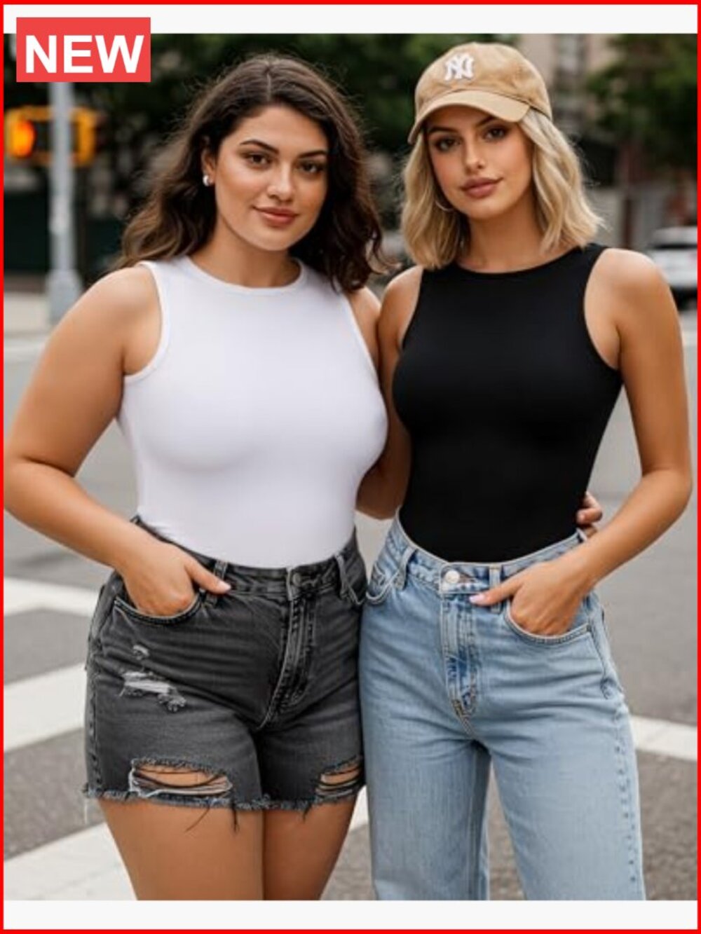 Sleeveless Ribbed Bodysuit Crew Neck Racerback Halter Going Out Top - Picture 4 of 7